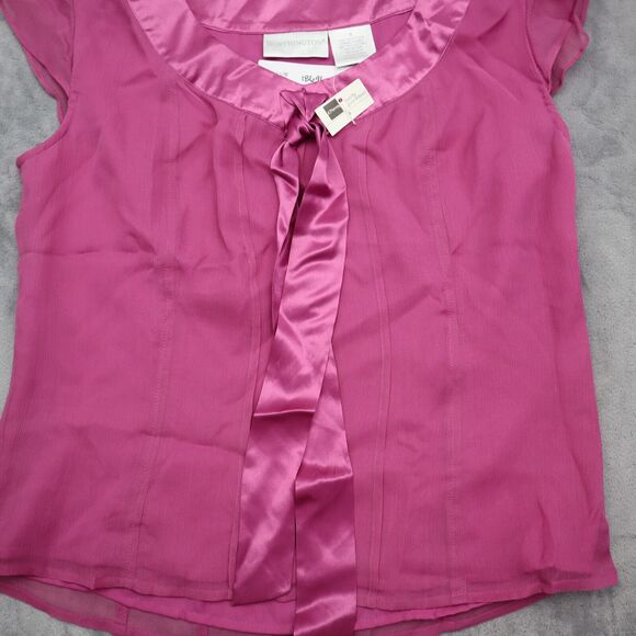 Worthington Shirt Womens 8 Pink Sleeveless Crew Neck Pleated Solid Back Zip Top - Picture 14 of 16